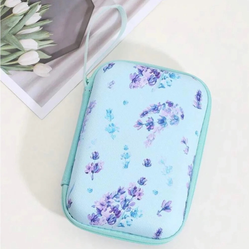 6pcs Floral Pattern TPU Data Cable Protector & Charger Head Cover & Storage Bag